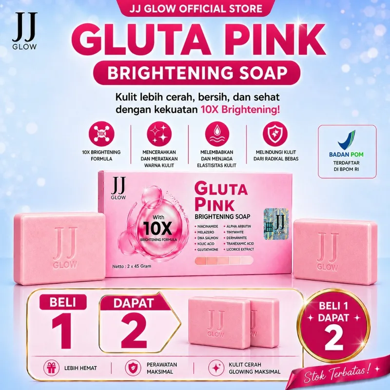 [ 1 box isi 2 sabun ] JJ Glow Sabun Gluta Pink 10X Brightening Soap Sabun Mandi Barsoap Niacinamide