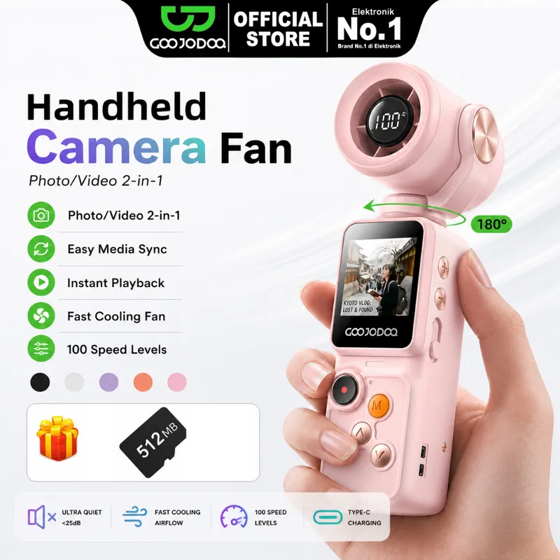 Goojodoq GFS025 Kipas Camera 180° Adjustable 1.3-inch screen Mengambil foto dan video Turbo kipas an
