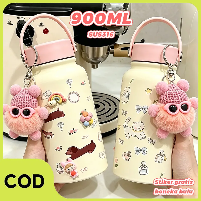 [COD] 900ML SUS 316 Thermos Tumbler Premium Aesthetic Dengan Gantungan Tumbler Gagang Vacuum Insula
